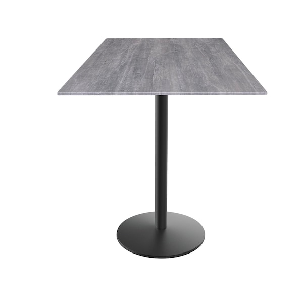 42 Tall OD214 Black Table Base w22 Dia foot and 32x32 Square Greystone Top, IndoorOutdoor